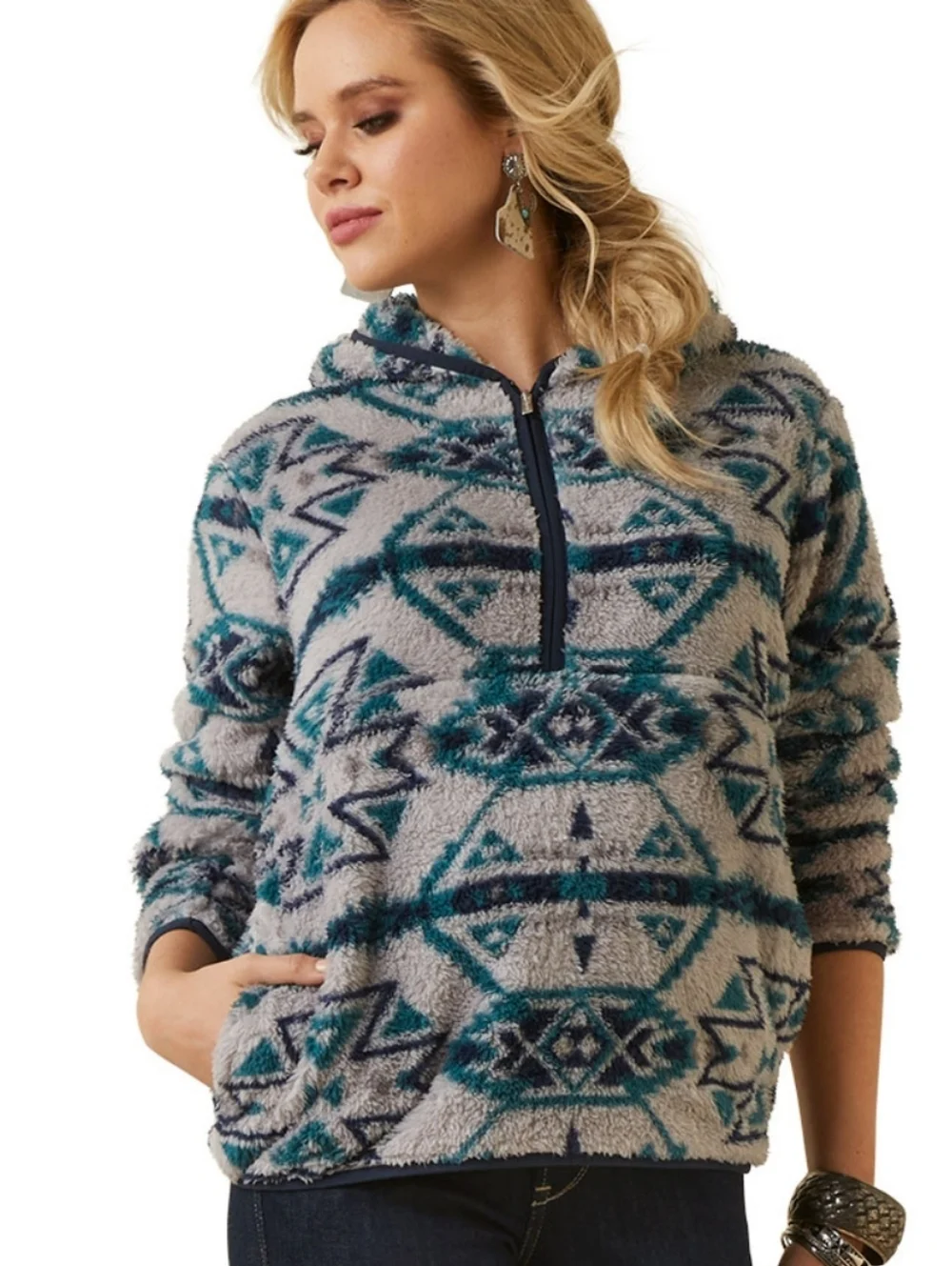 NWT Women’s Ariat R.E.A.L. Berber Pullover Sweatshirt - Picture 2 of 12